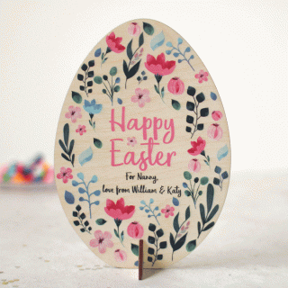 Personalised Easter Card In Wood, Wildflowers EACD002UV