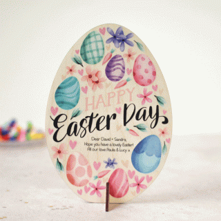 Personalised Wooden Easter Card, Eggs EACD005UV
