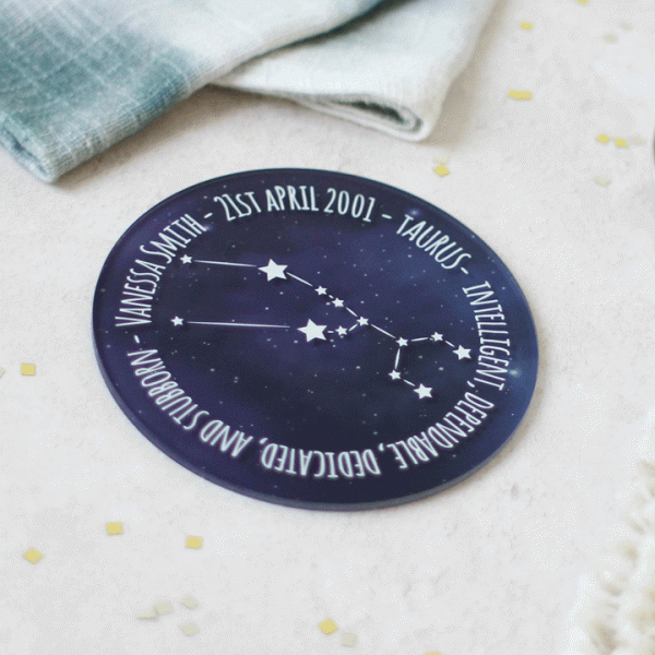 Personalised Constellation Coaster, Star Signs RFCO008UV