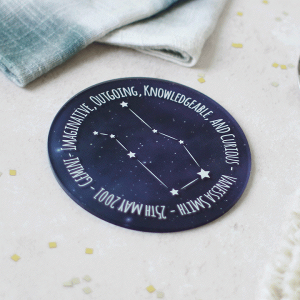 Personalised Constellation Coaster, Star Signs RFCO008UV