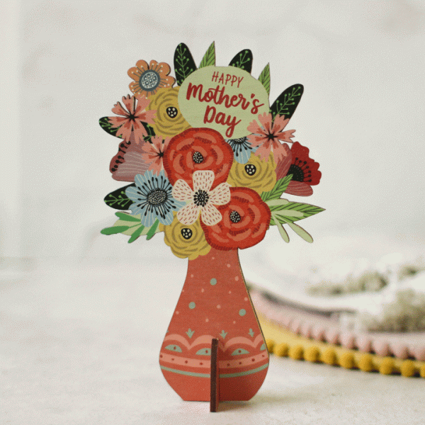 Wooden Mother's Day Card, Flower Bouquet RFPCD048UV