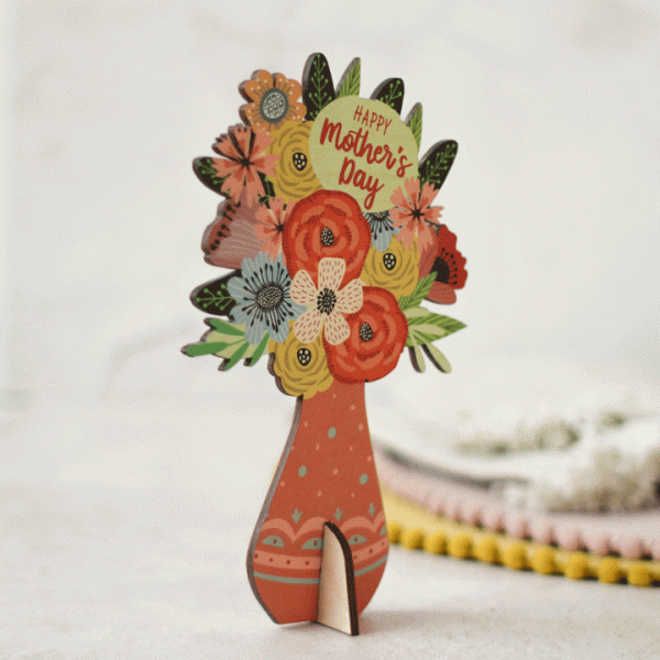 Wooden Mother's Day Card, Flower Bouquet RFPCD048UV