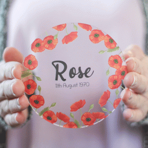 Personalised Birth Flower Coaster, August, Poppy RFPCO003UVAUG