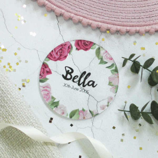 Personalised Birth Flower Coaster, Jun, Rose RFPCO003UVJUN