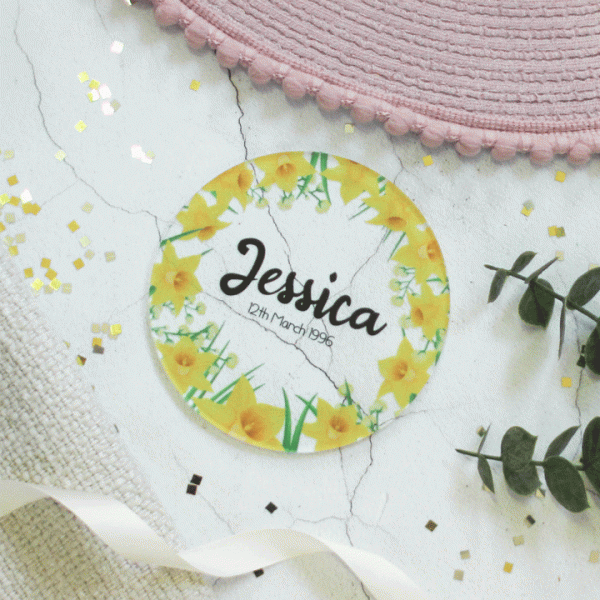 Personalised Birth Flower Coaster, March, Daffodil RFPCO003UVMAR