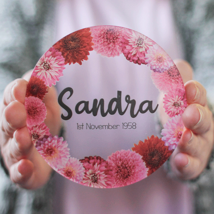 Personalised Birth Flower Coaster, Nov, Chrysanthemum RFPCO003UVNOV