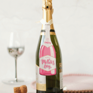 Personalised Mothers Day Pink Champagne Bottle Gift Tag RFPDE010UV