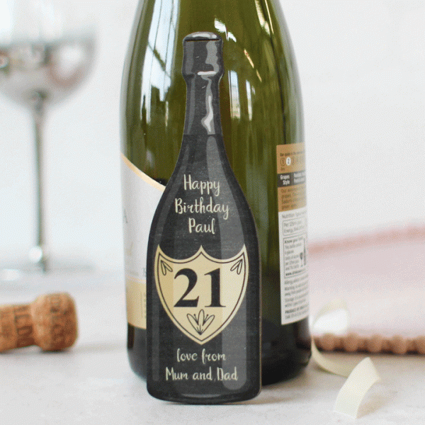 Personalised Milestone Birthday Bottle Label, Wood RFPDE013UV