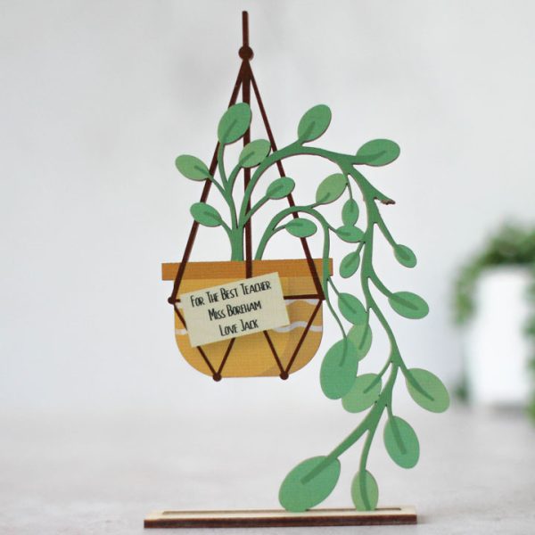 Personalised Wooden Card, Hanging Plant