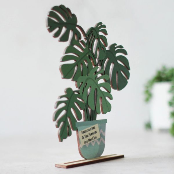 Personalised Wooden Card, Monstera Plant