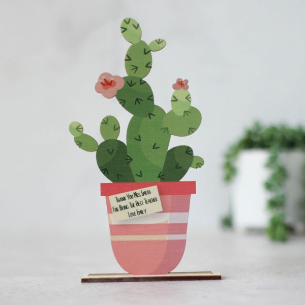 Personalised Wooden Card, Cactus