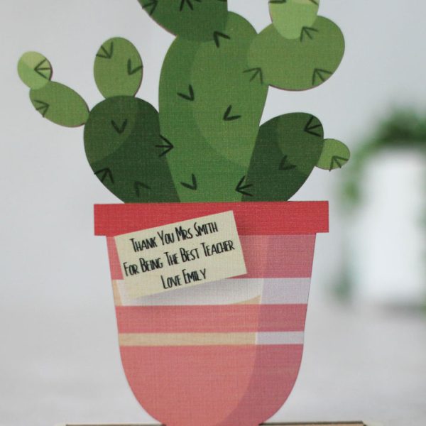 Personalised Wooden Card, Cactus
