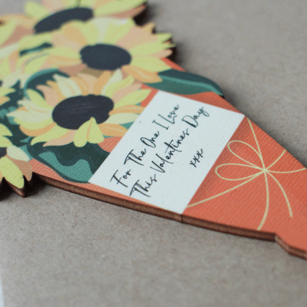 Personalised Sunflowers Card In Wood