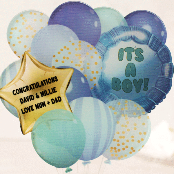 Personalised New Baby Boy Balloon Card