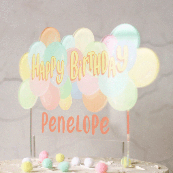 Personalised Pastel Balloon Cake Topper