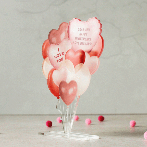 Balloon Card, Personalised Hearts