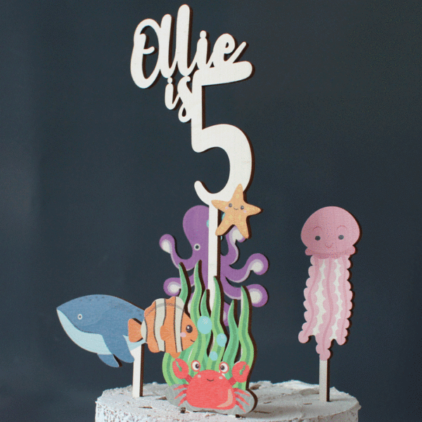 Personalised Cake Topper, Sea Creatures